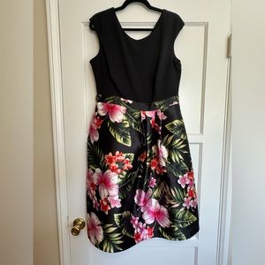 Sangria New  size 14 sleeveless black bodice with floral skirt, party dress